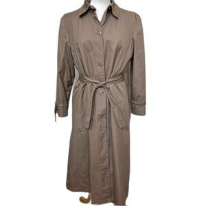 Vintage Misty Harbor Tan Trench Coat with Faux Fur Removable Lining - Women 10